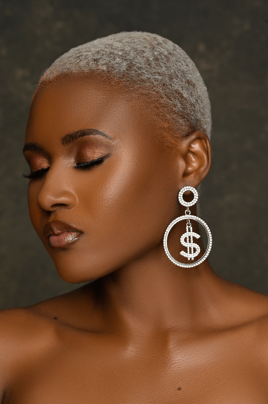 Sparkling Dollar Sign Statement Earrings – Rhinestone Dangle Earrings - Fatisha Boutique