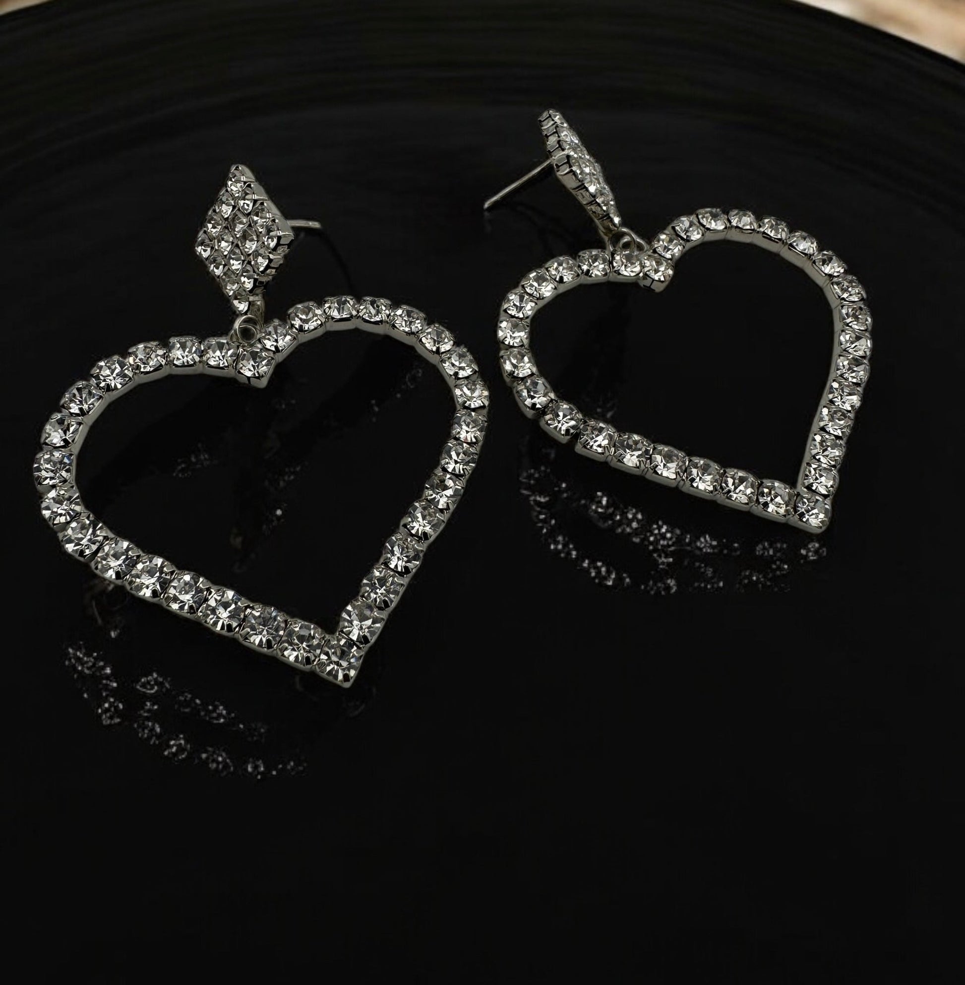 Sparkling Heart Crystal Dangle Earrings - Fatisha Boutique