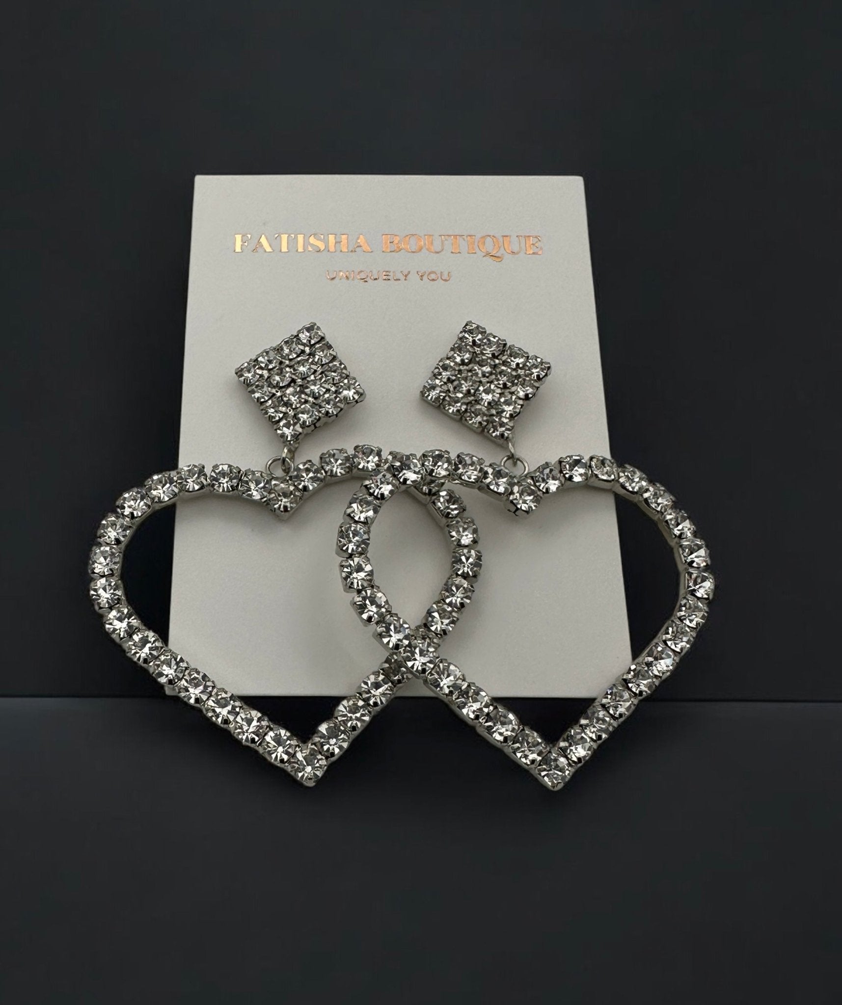 Sparkling Heart Crystal Dangle Earrings - Fatisha Boutique