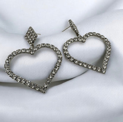 Sparkling Heart Crystal Dangle Earrings - Fatisha Boutique