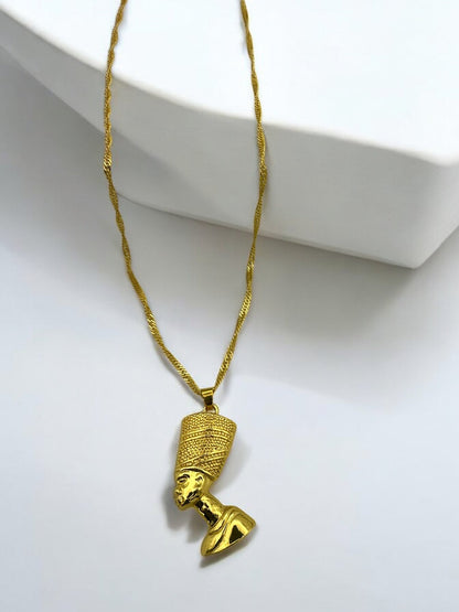 Stainless Steel Ancient Egyptian Queen Nefertiti Pendant Necklace | Gold - Tone Statement Jewellery - Fatisha Boutique