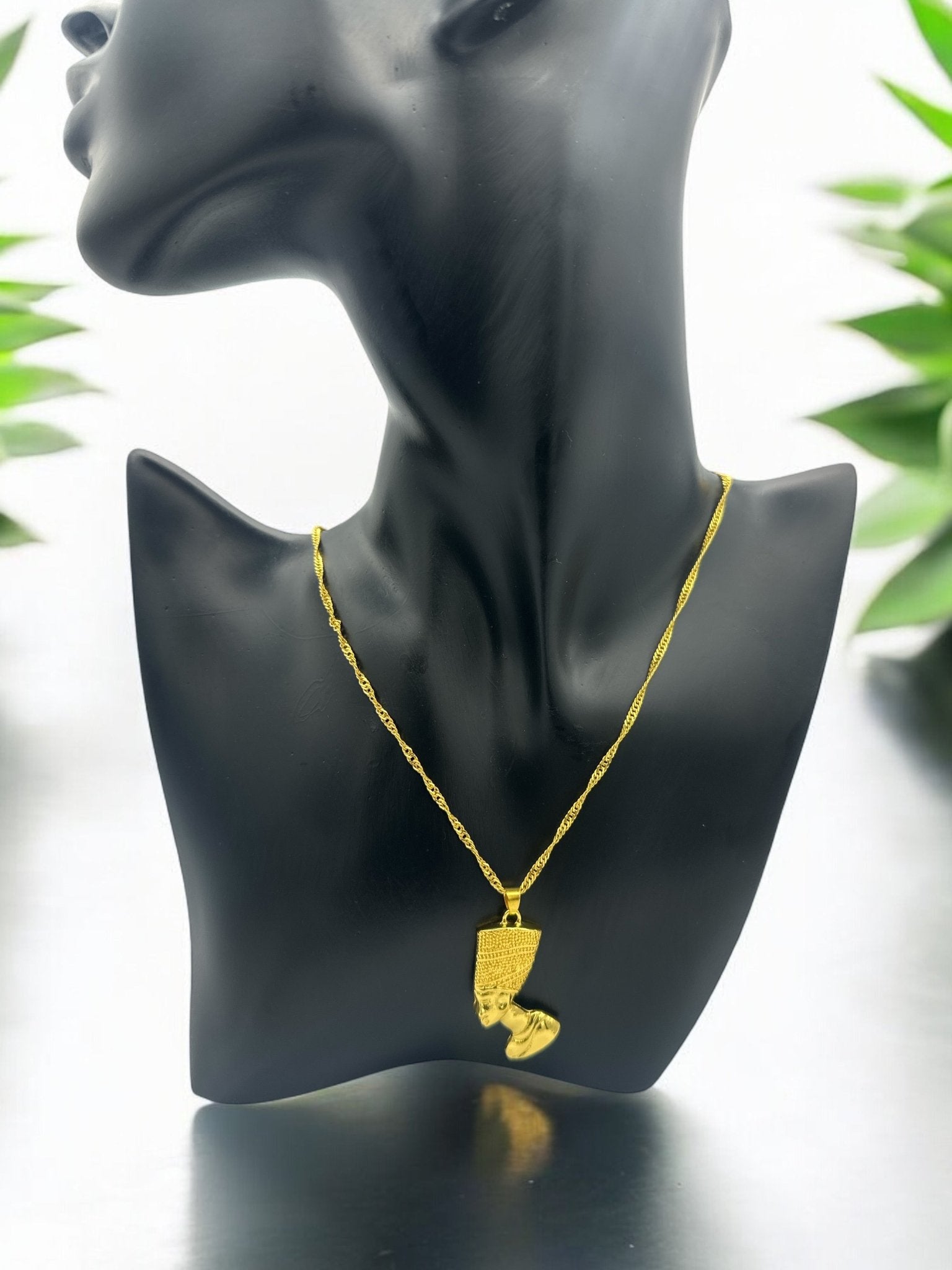 Stainless Steel Ancient Egyptian Queen Nefertiti Pendant Necklace | Gold - Tone Statement Jewellery - Fatisha Boutique