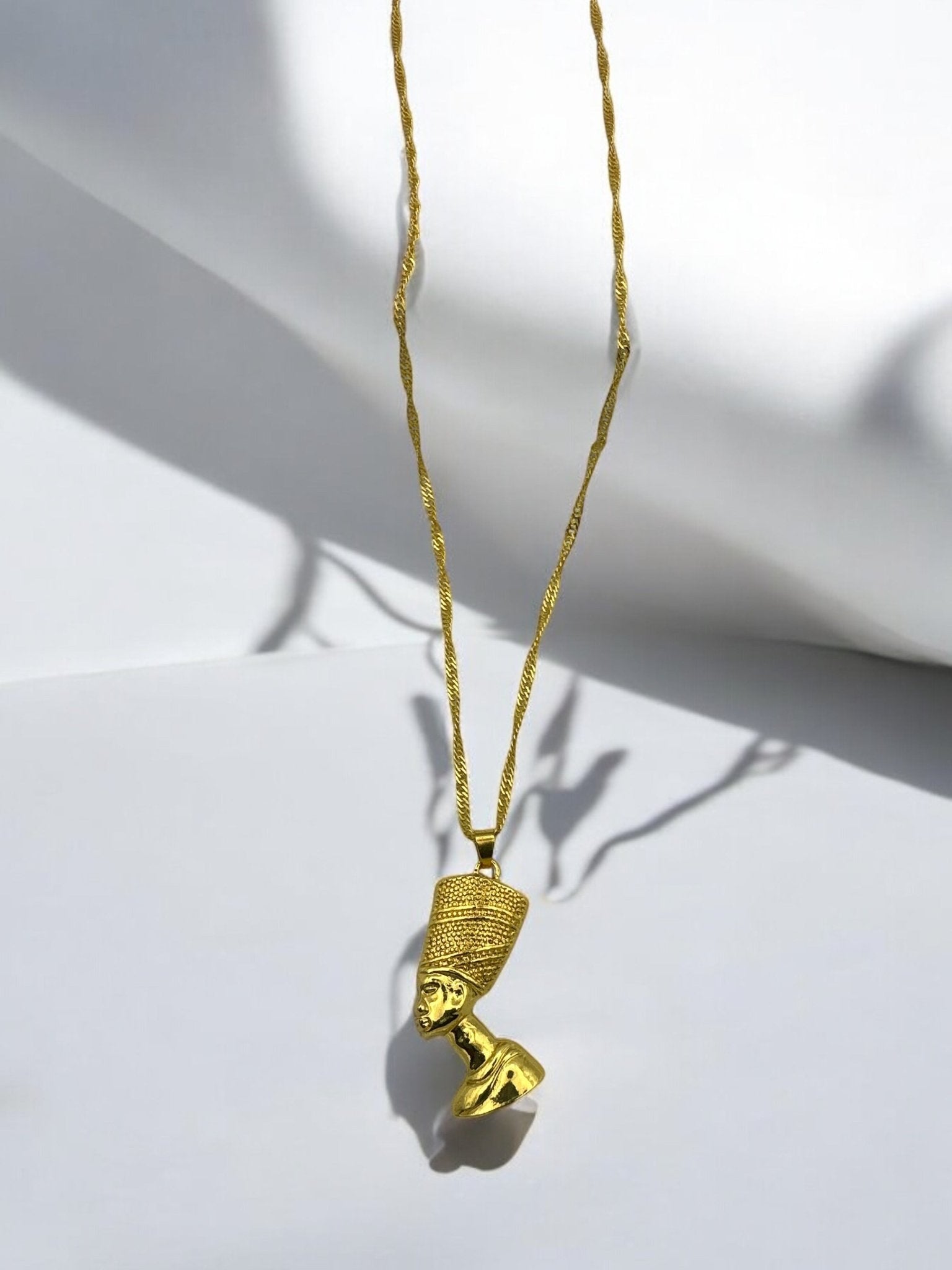 Stainless Steel Ancient Egyptian Queen Nefertiti Pendant Necklace | Gold - Tone Statement Jewellery - Fatisha Boutique