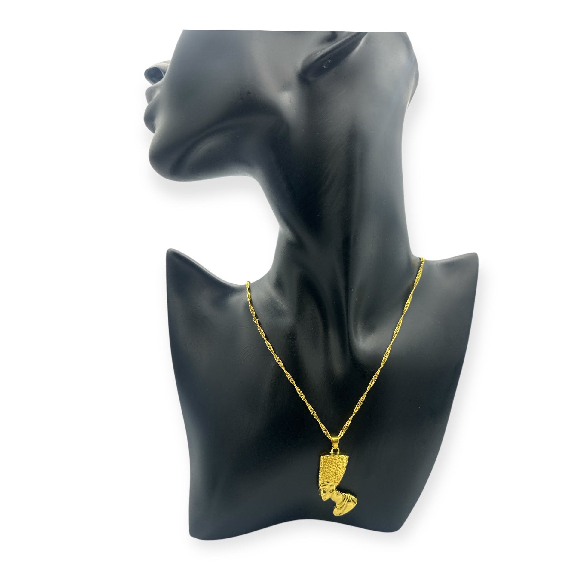 Stainless Steel Ancient Egyptian Queen Nefertiti Pendant Necklace | Gold - Tone Statement Jewellery - Fatisha Boutique