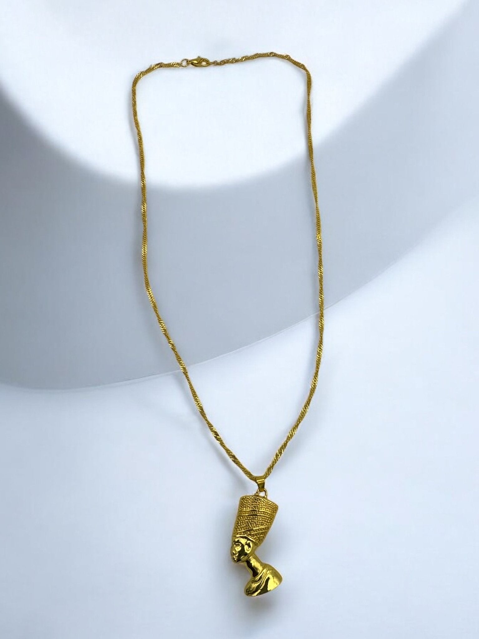 Stainless Steel Ancient Egyptian Queen Nefertiti Pendant Necklace | Gold - Tone Statement Jewellery - Fatisha Boutique