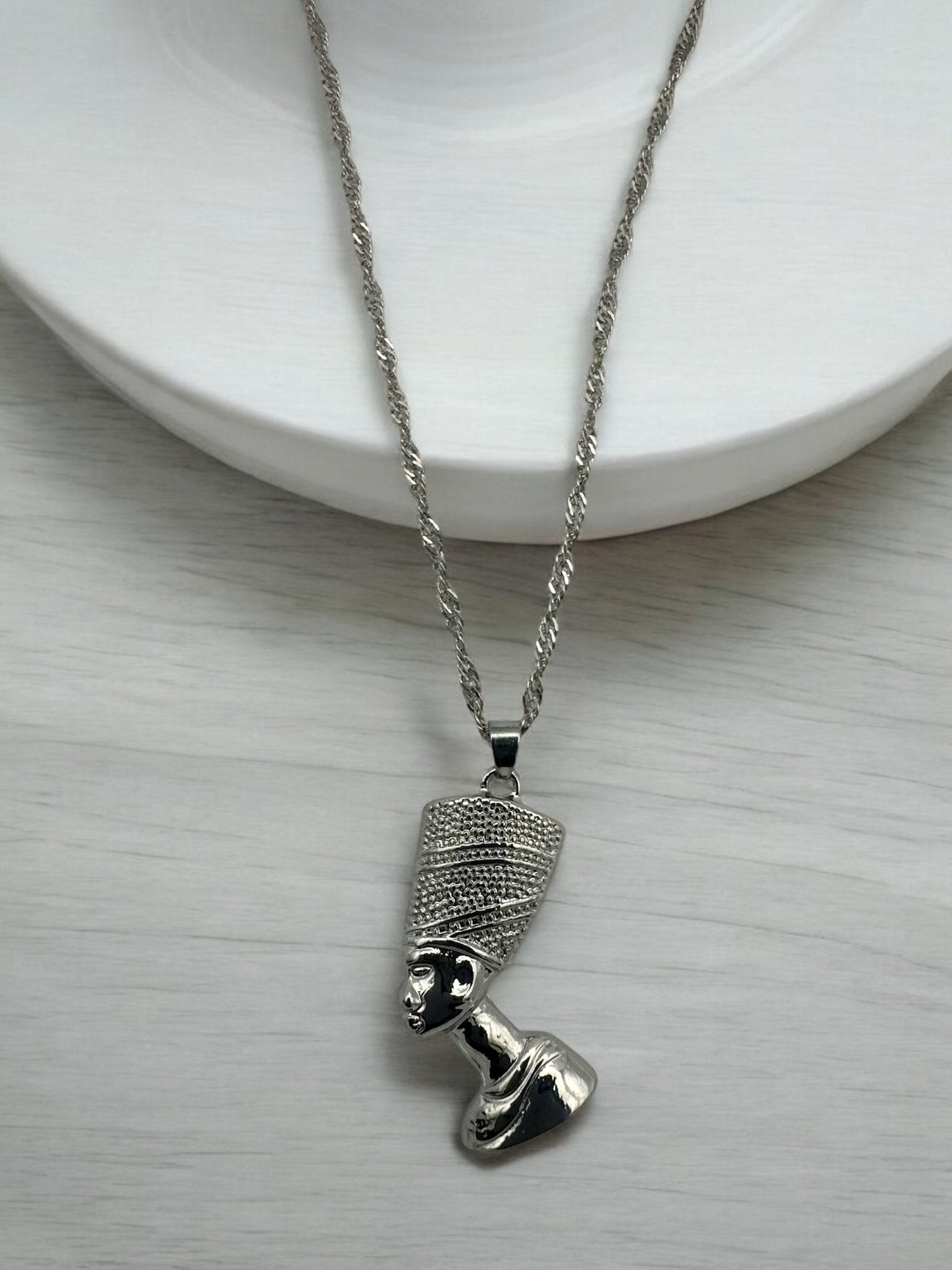 Stainless Steel Ancient Egyptian Queen Nefertiti Pendant Necklace | Gold - Tone Statement Jewellery - Fatisha Boutique