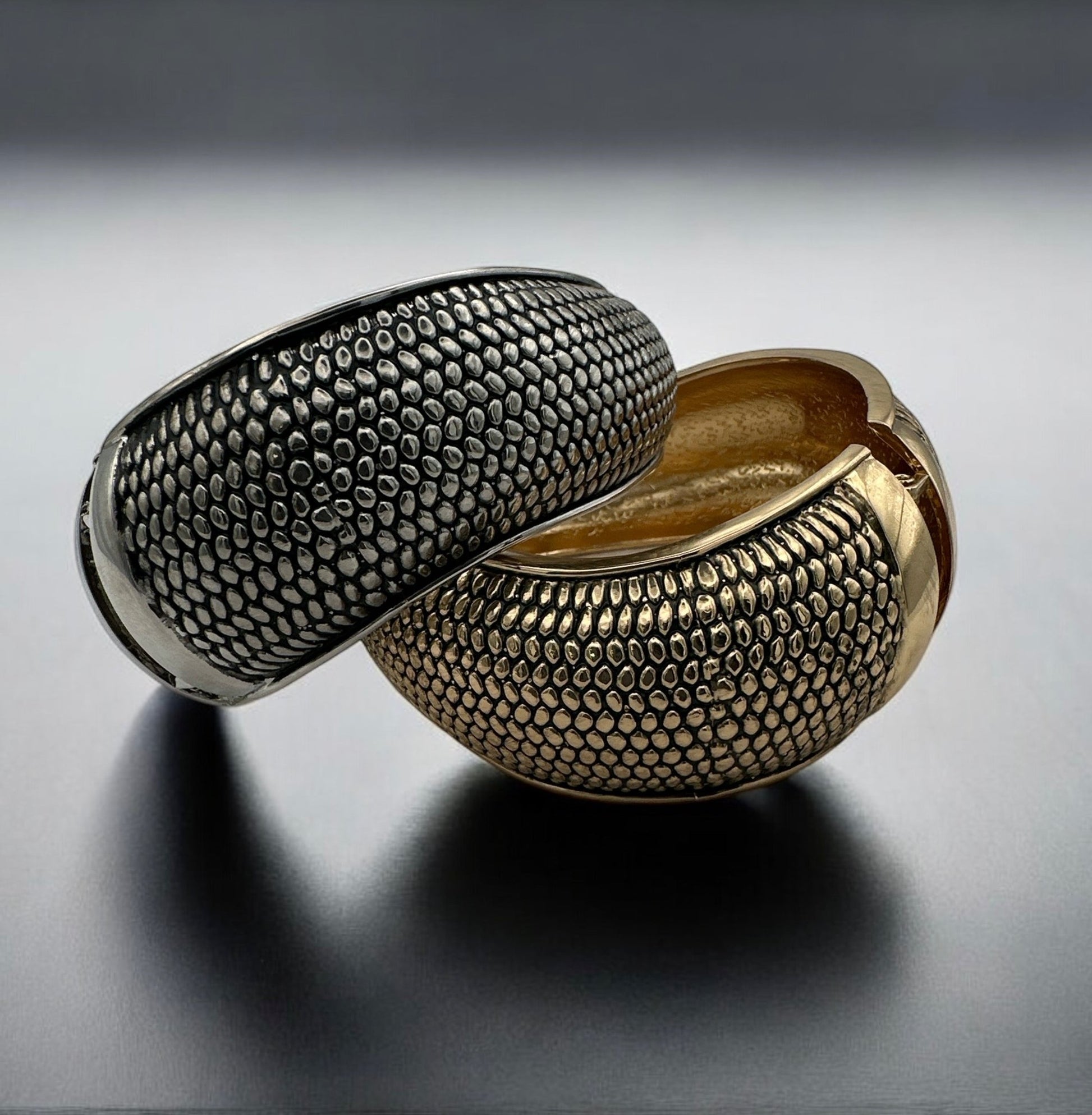 Statement Cuff Bangles – Textured Silver & Gold Bracelets - Fatisha Boutique