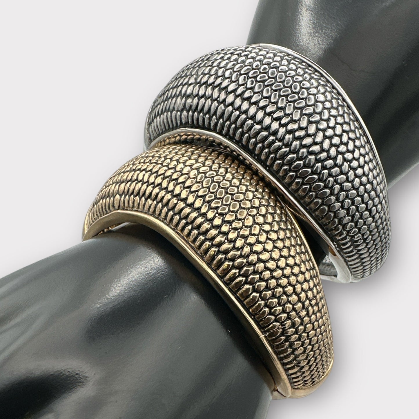 Statement Cuff Bangles – Textured Silver & Gold Bracelets - Fatisha Boutique