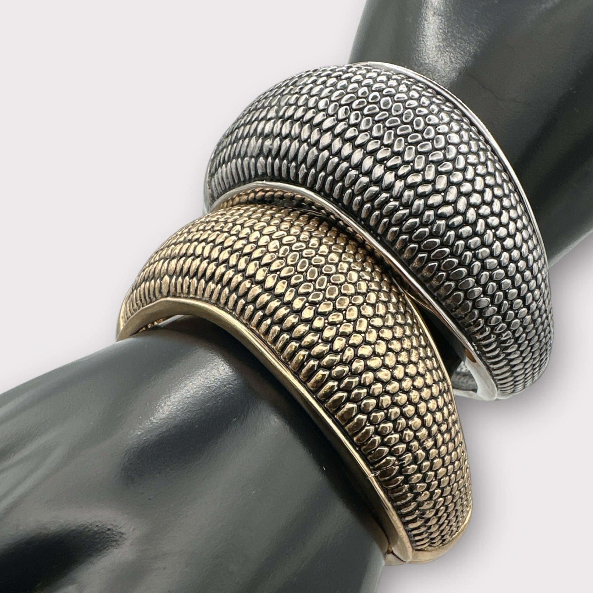 Statement Cuff Bangles – Textured Silver & Gold Bracelets - Fatisha Boutique