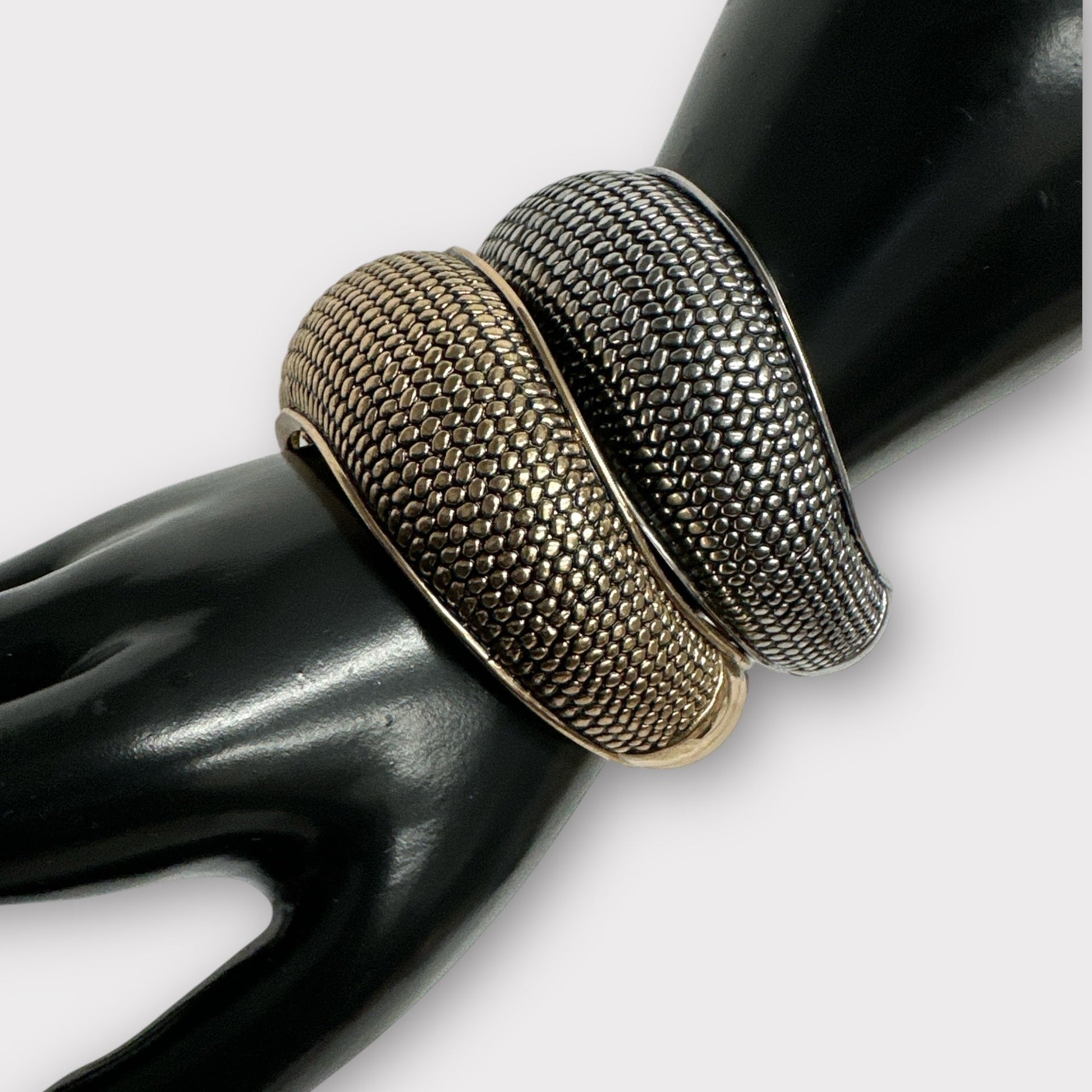 Statement Cuff Bangles – Textured Silver & Gold Bracelets - Fatisha Boutique