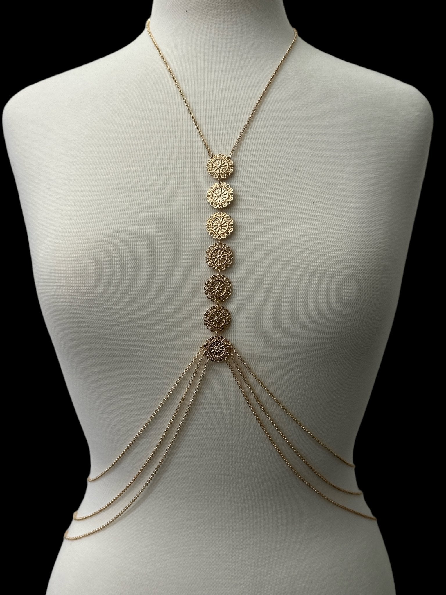 Tassels Boho Middle Metal Disc Statement Chain Body Jewellery - Fatisha Boutique