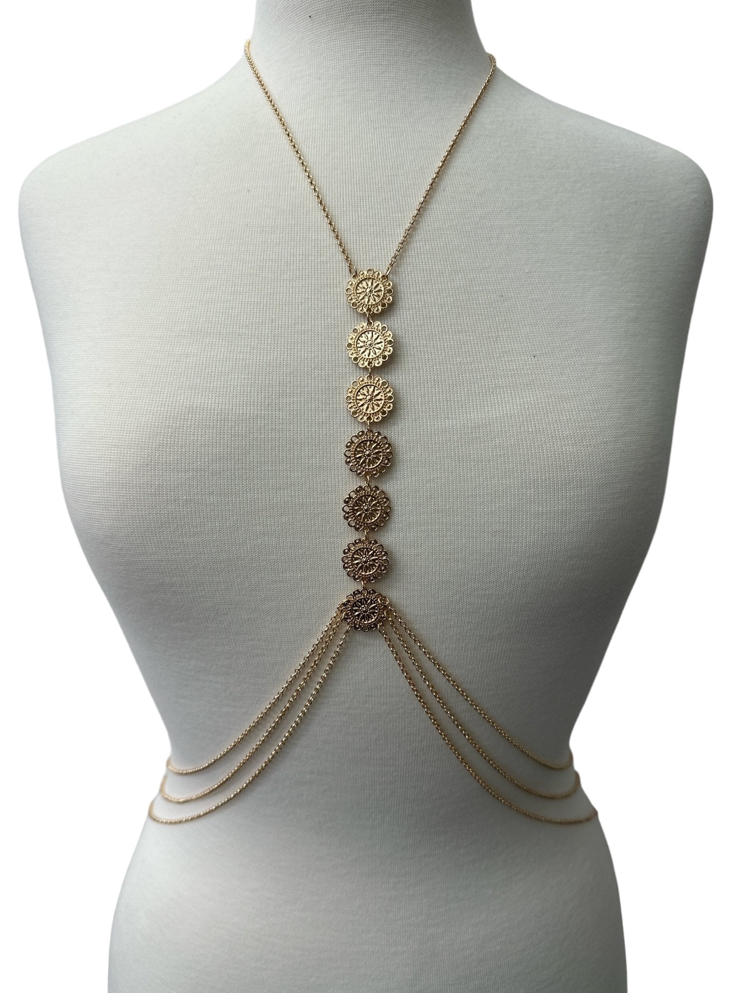 Tassels Boho Middle Metal Disc Statement Chain Body Jewellery - Fatisha Boutique