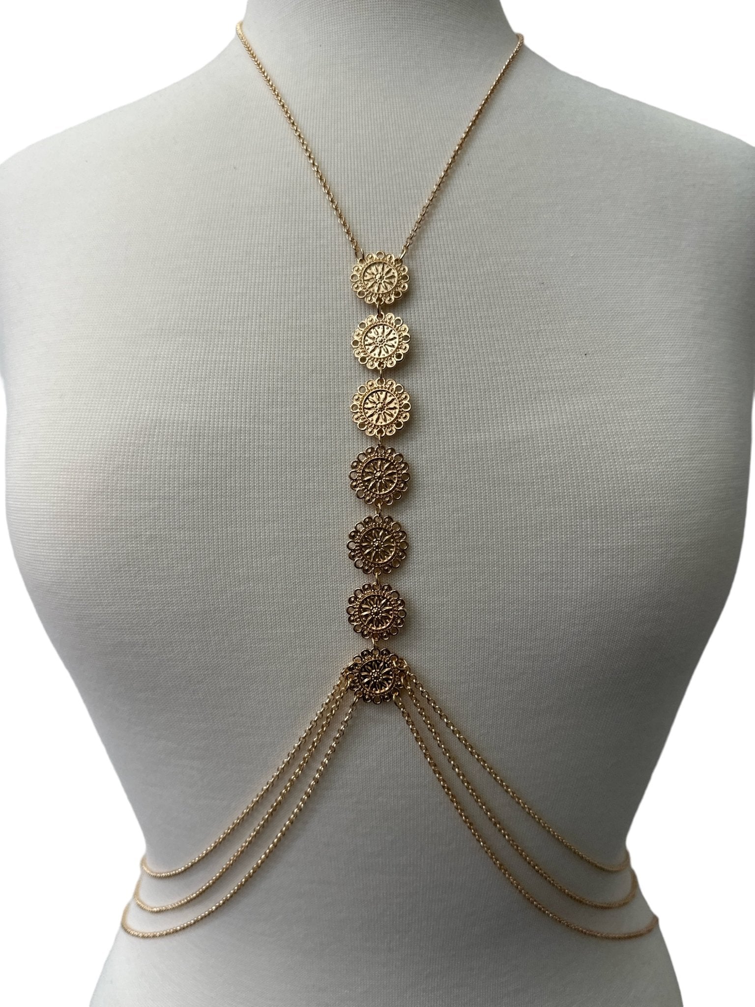 Tassels Boho Middle Metal Disc Statement Chain Body Jewellery - Fatisha Boutique