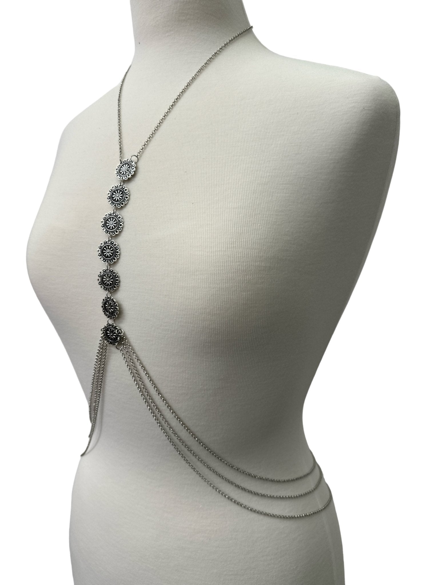 Tassels Boho Middle Metal Disc Statement Chain Body Jewellery - Fatisha Boutique