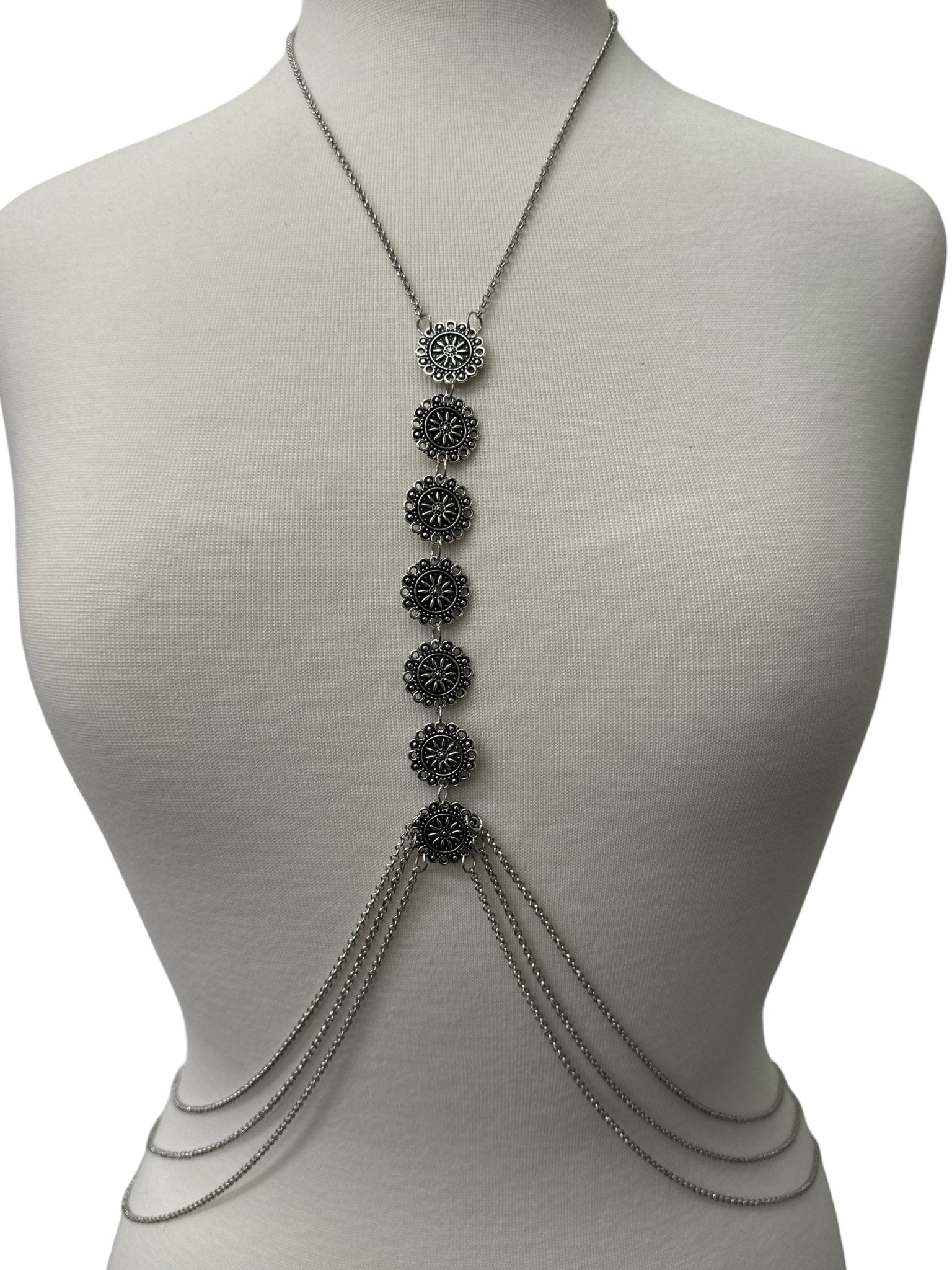 Tassels Boho Middle Metal Disc Statement Chain Body Jewellery - Fatisha Boutique