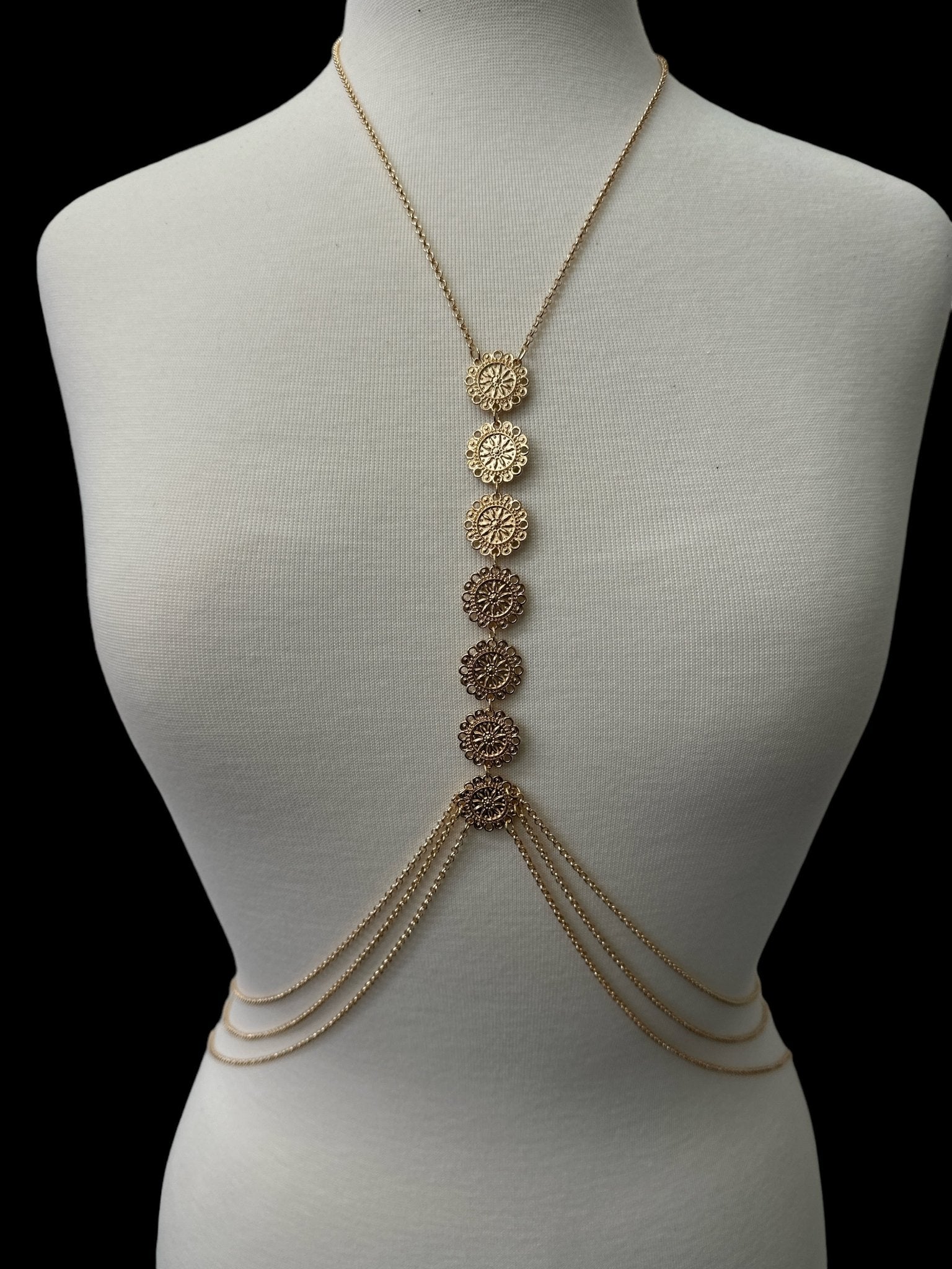 Tassels Boho Middle Metal Disc Statement Chain Body Jewellery - Fatisha Boutique