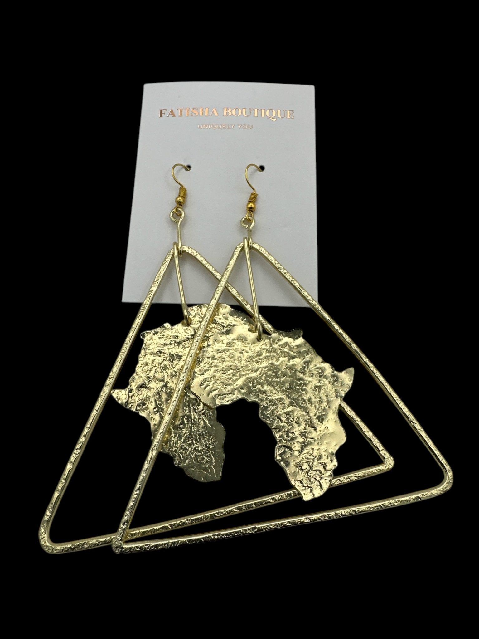 Triangle Africa Map Brass Earrings - Afrocentric Statement Jewellery - Fatisha Boutique