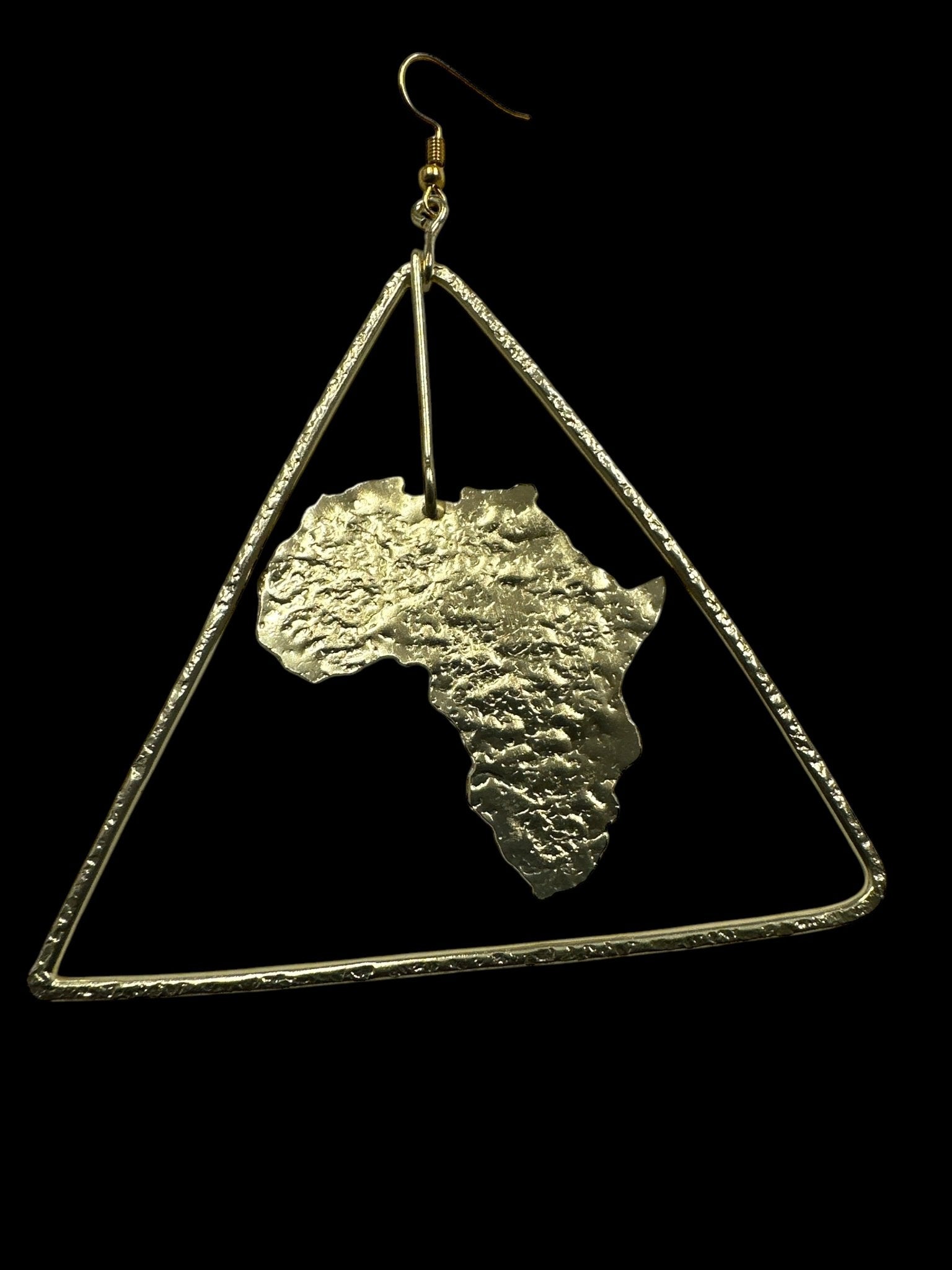 Triangle Africa Map Brass Earrings - Afrocentric Statement Jewellery - Fatisha Boutique