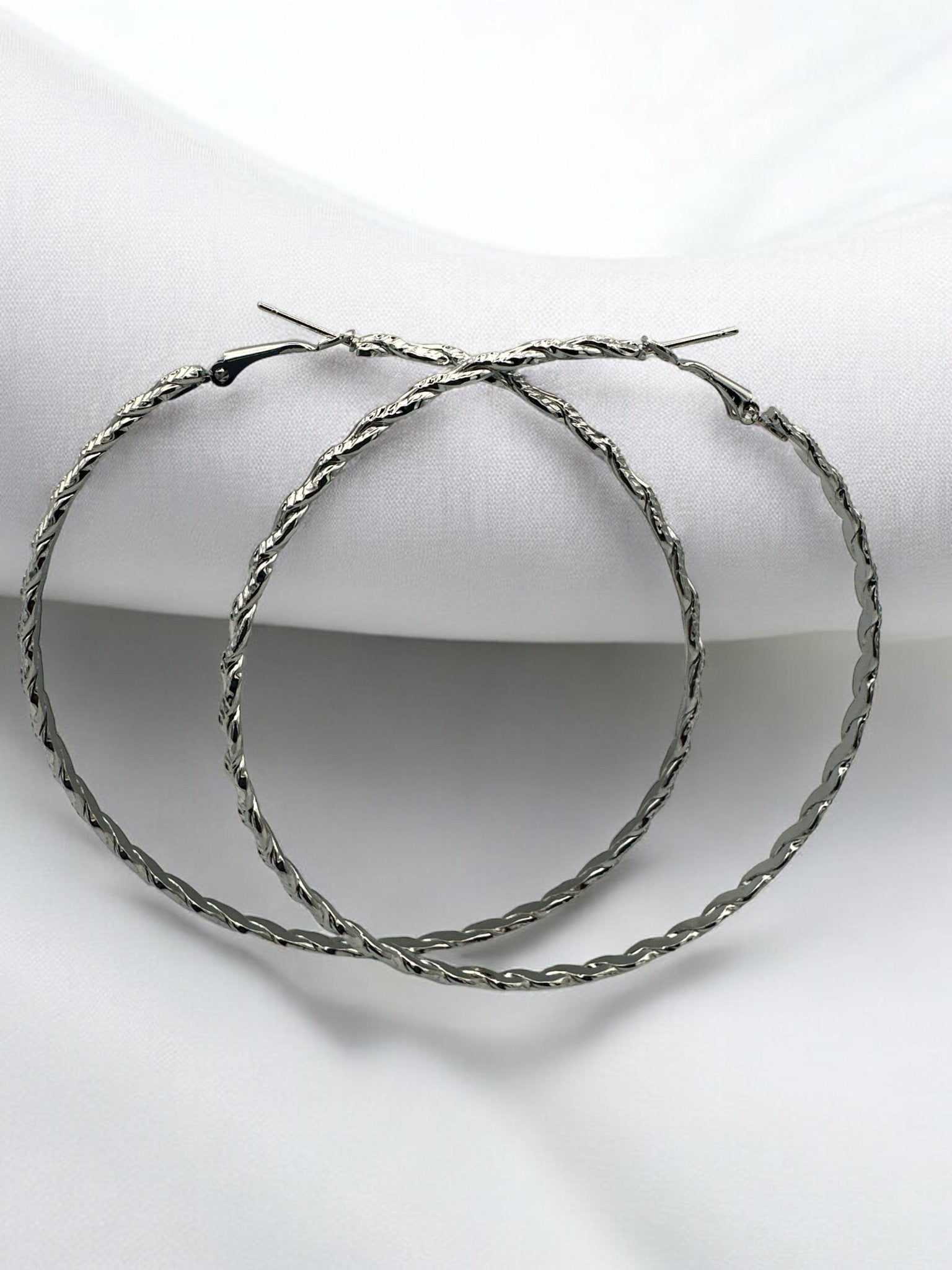 Twisted Design Metal Statement Hoop Earrings - Fatisha Boutique