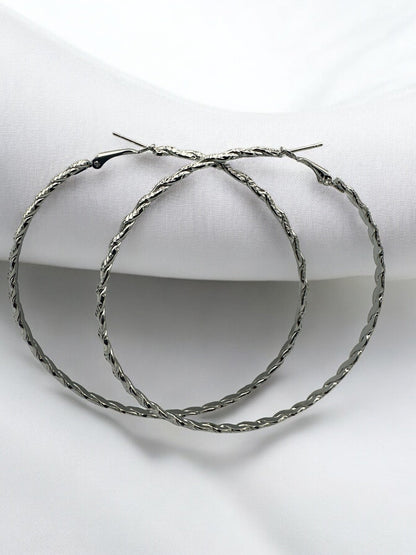 Twisted Design Metal Statement Hoop Earrings - Fatisha Boutique
