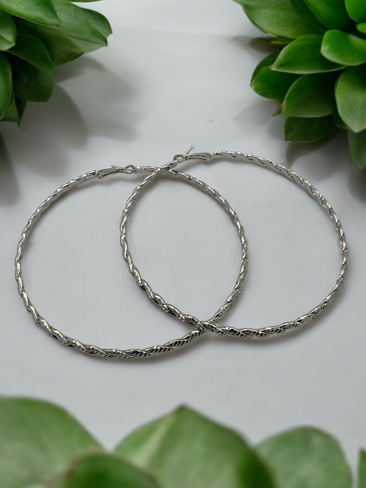 Twisted Design Metal Statement Hoop Earrings - Fatisha Boutique