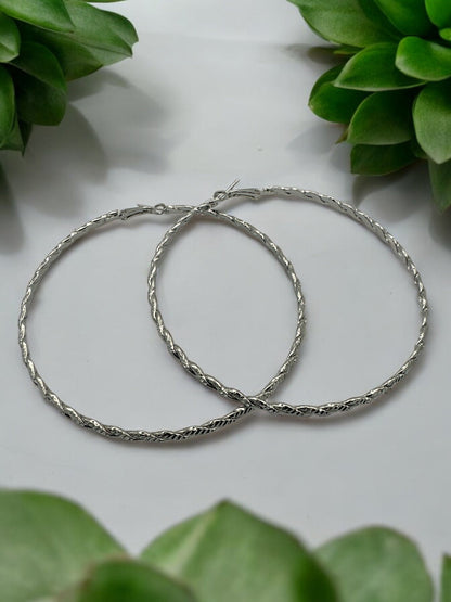 Twisted Design Metal Statement Hoop Earrings - Fatisha Boutique