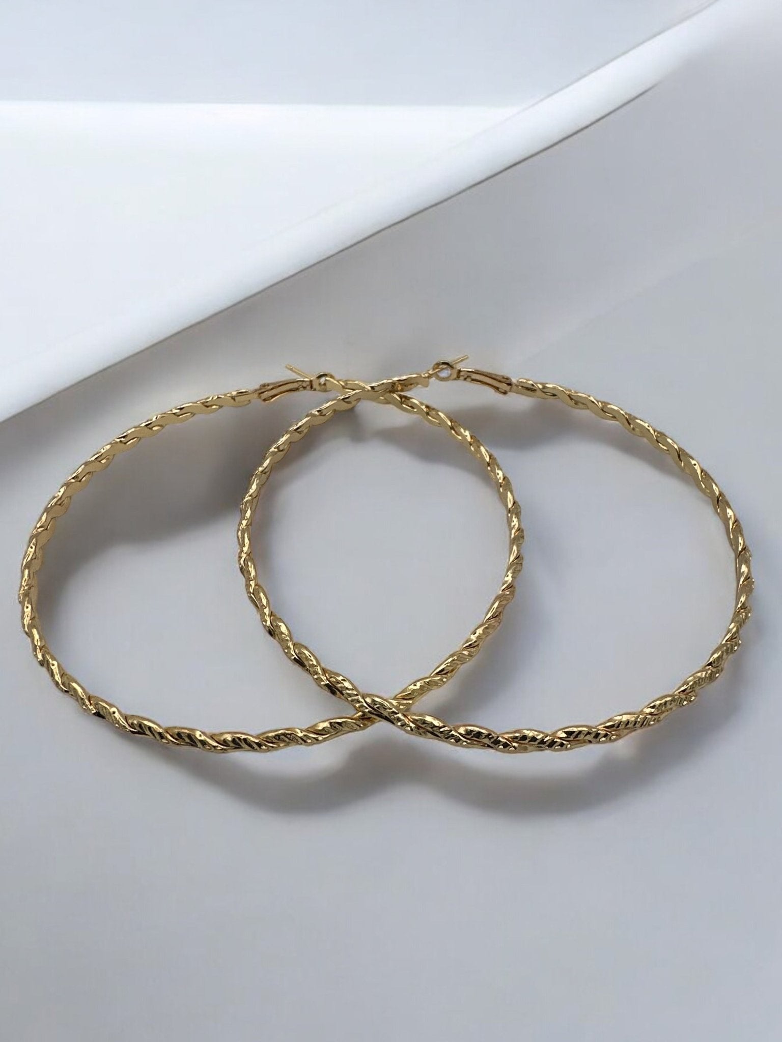 Twisted Design Metal Statement Hoop Earrings - Fatisha Boutique