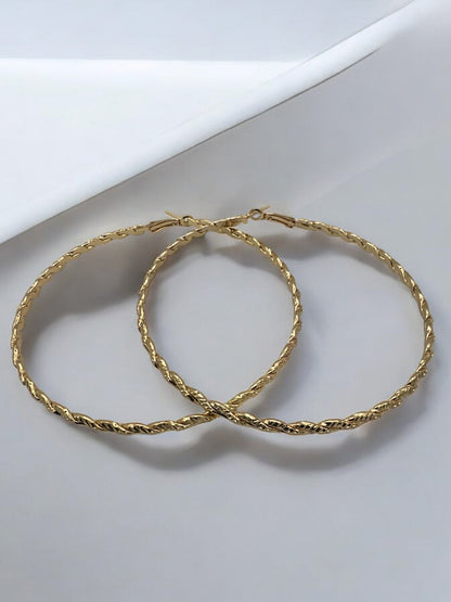 Twisted Design Metal Statement Hoop Earrings - Fatisha Boutique