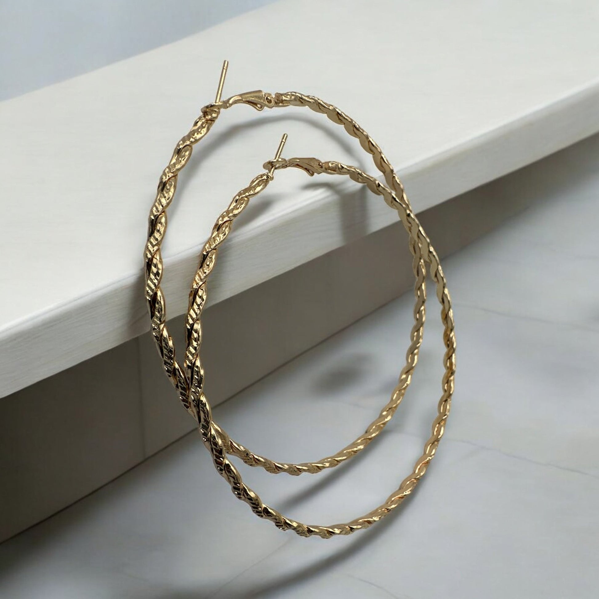 Twisted Design Metal Statement Hoop Earrings - Fatisha Boutique