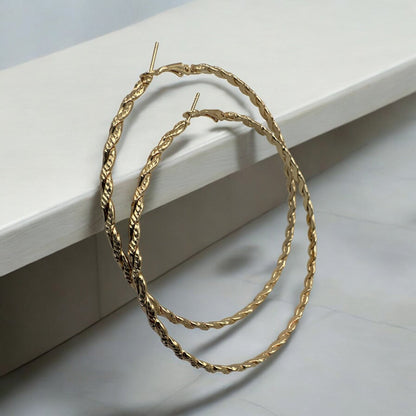 Twisted Design Metal Statement Hoop Earrings - Fatisha Boutique