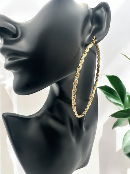 Twisted Design Metal Statement Hoop Earrings - Fatisha Boutique