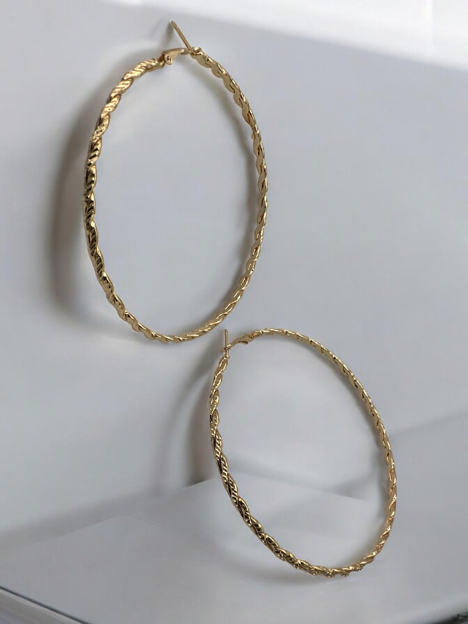 Twisted Design Metal Statement Hoop Earrings - Fatisha Boutique
