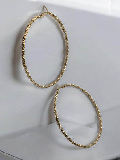 Twisted Design Metal Statement Hoop Earrings - Fatisha Boutique