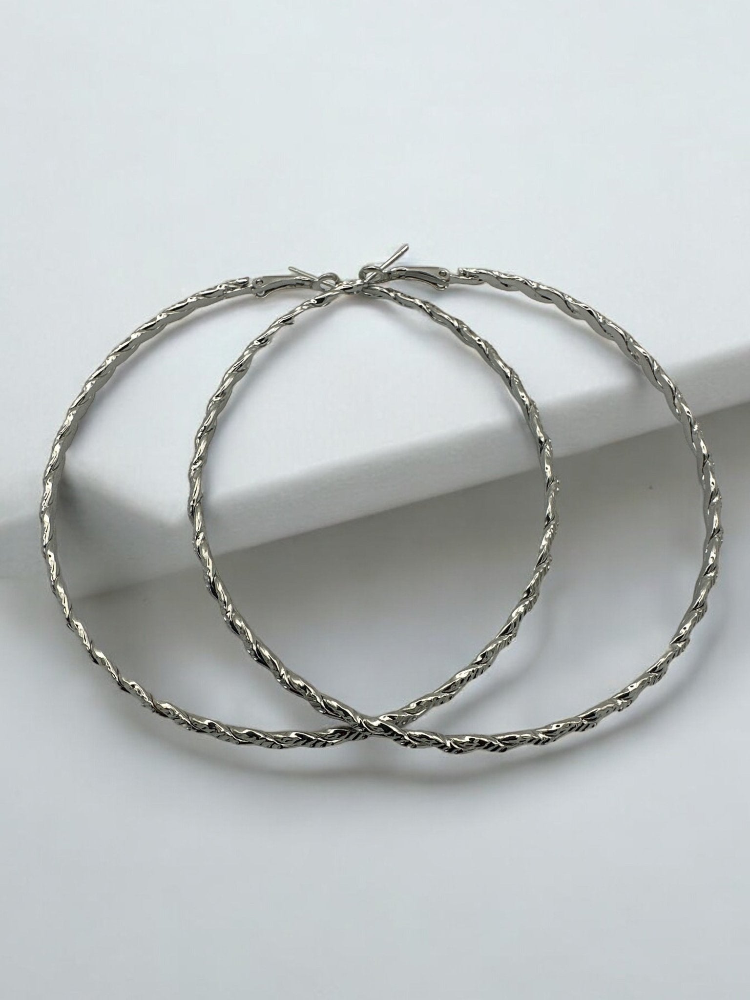 Twisted Design Metal Statement Hoop Earrings - Fatisha Boutique