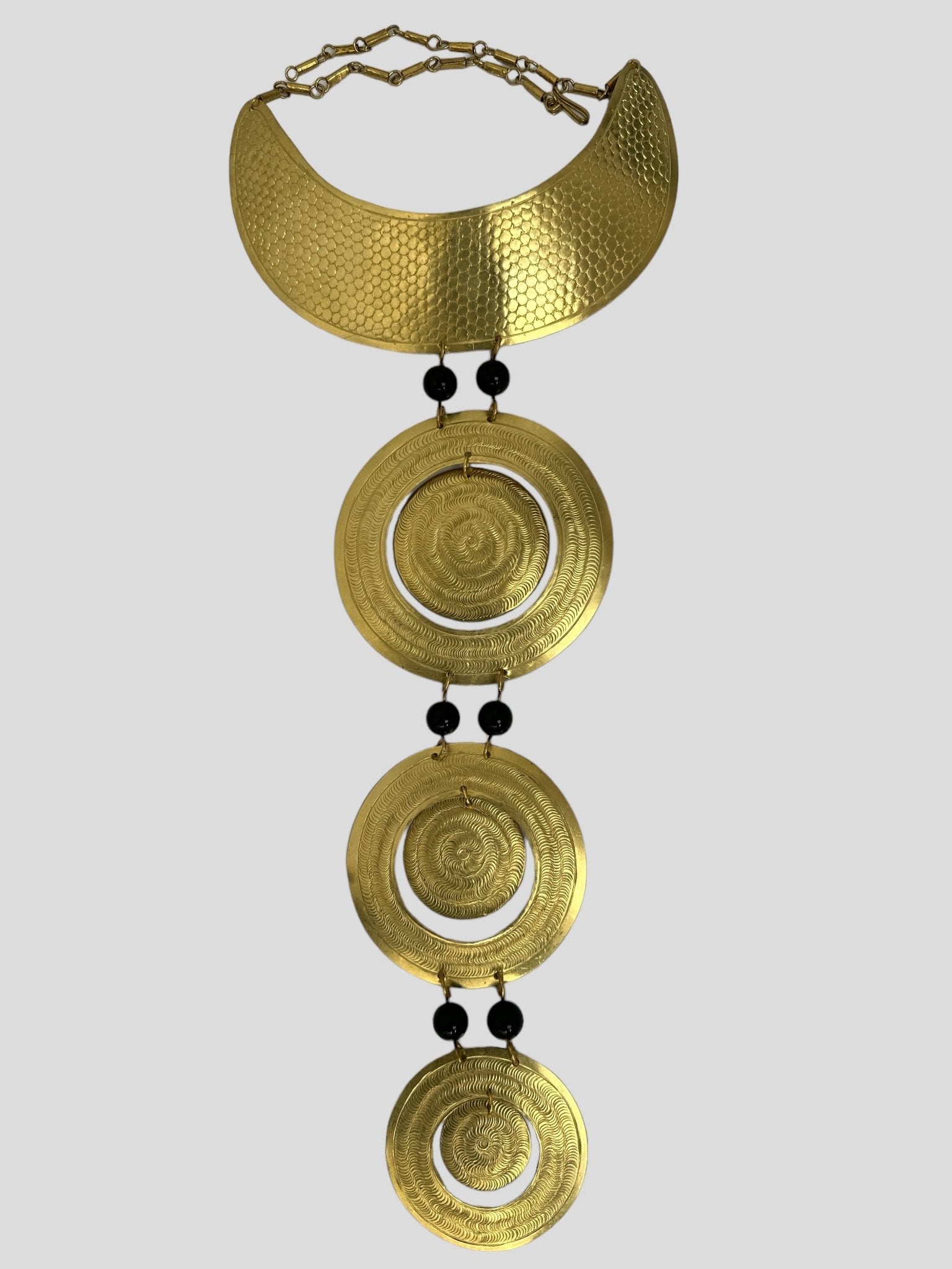 Unique Authentic African Craftsmanship Engraved Brass Statement Pendant Necklace - Fatisha Boutique