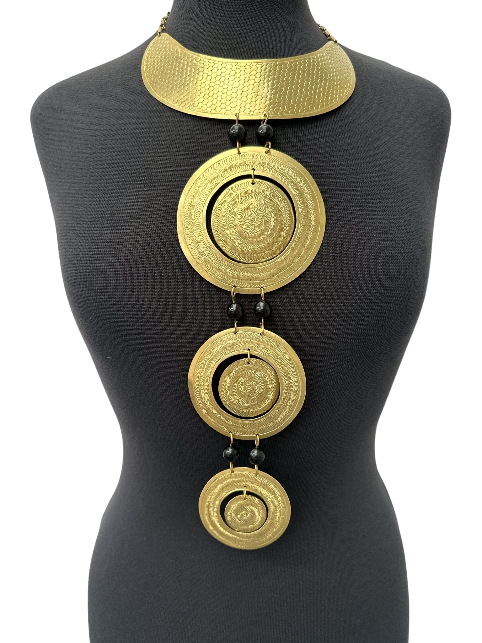 Unique Authentic African Craftsmanship Engraved Brass Statement Pendant Necklace - Fatisha Boutique
