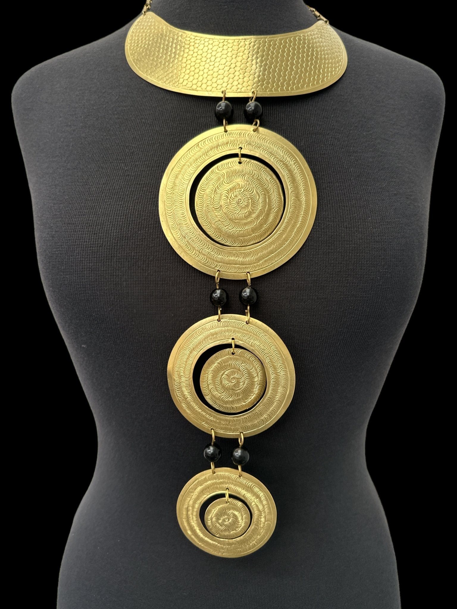 Unique Authentic African Craftsmanship Engraved Brass Statement Pendant Necklace - Fatisha Boutique