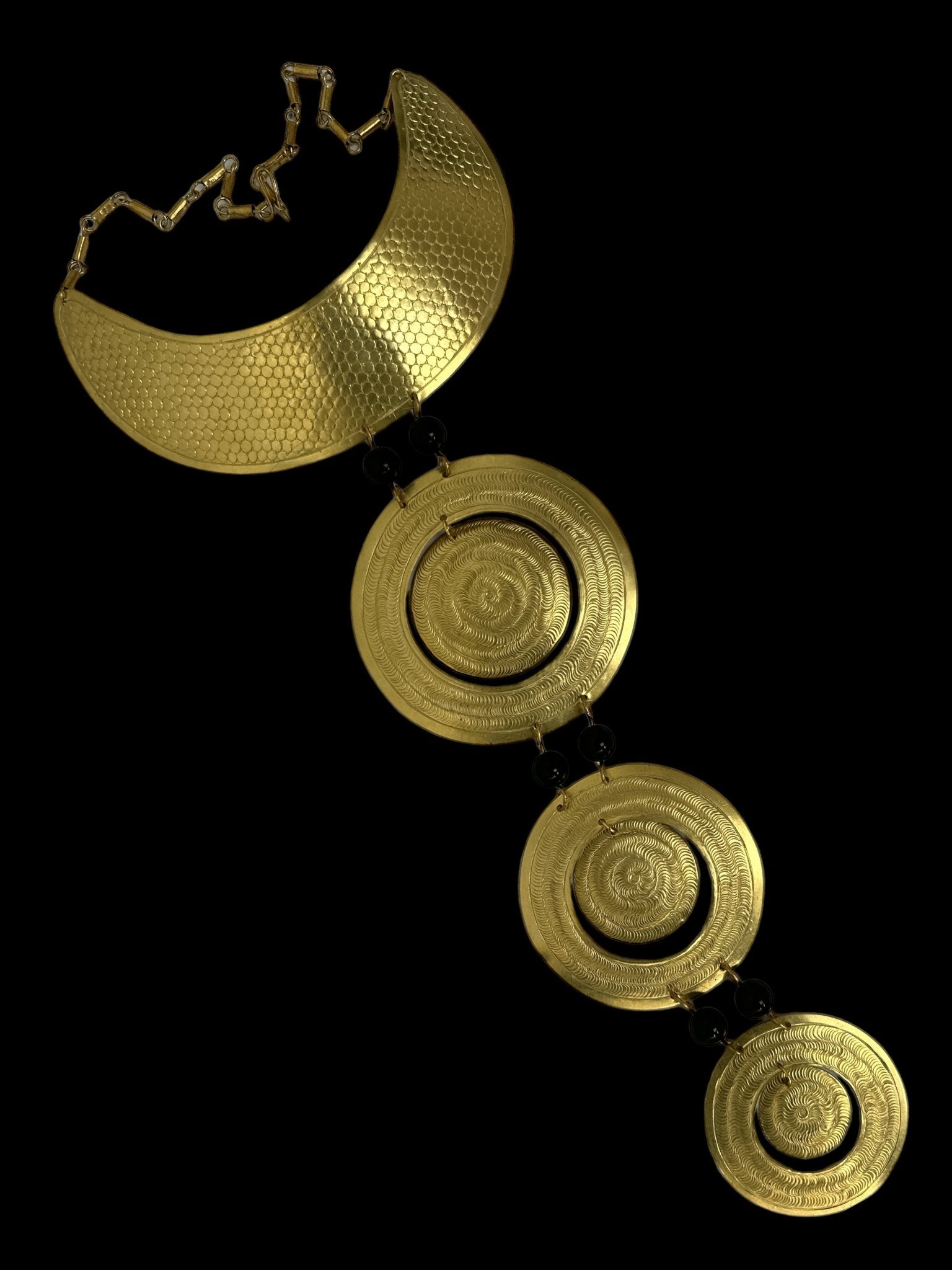 Unique Authentic African Craftsmanship Engraved Brass Statement Pendant Necklace - Fatisha Boutique