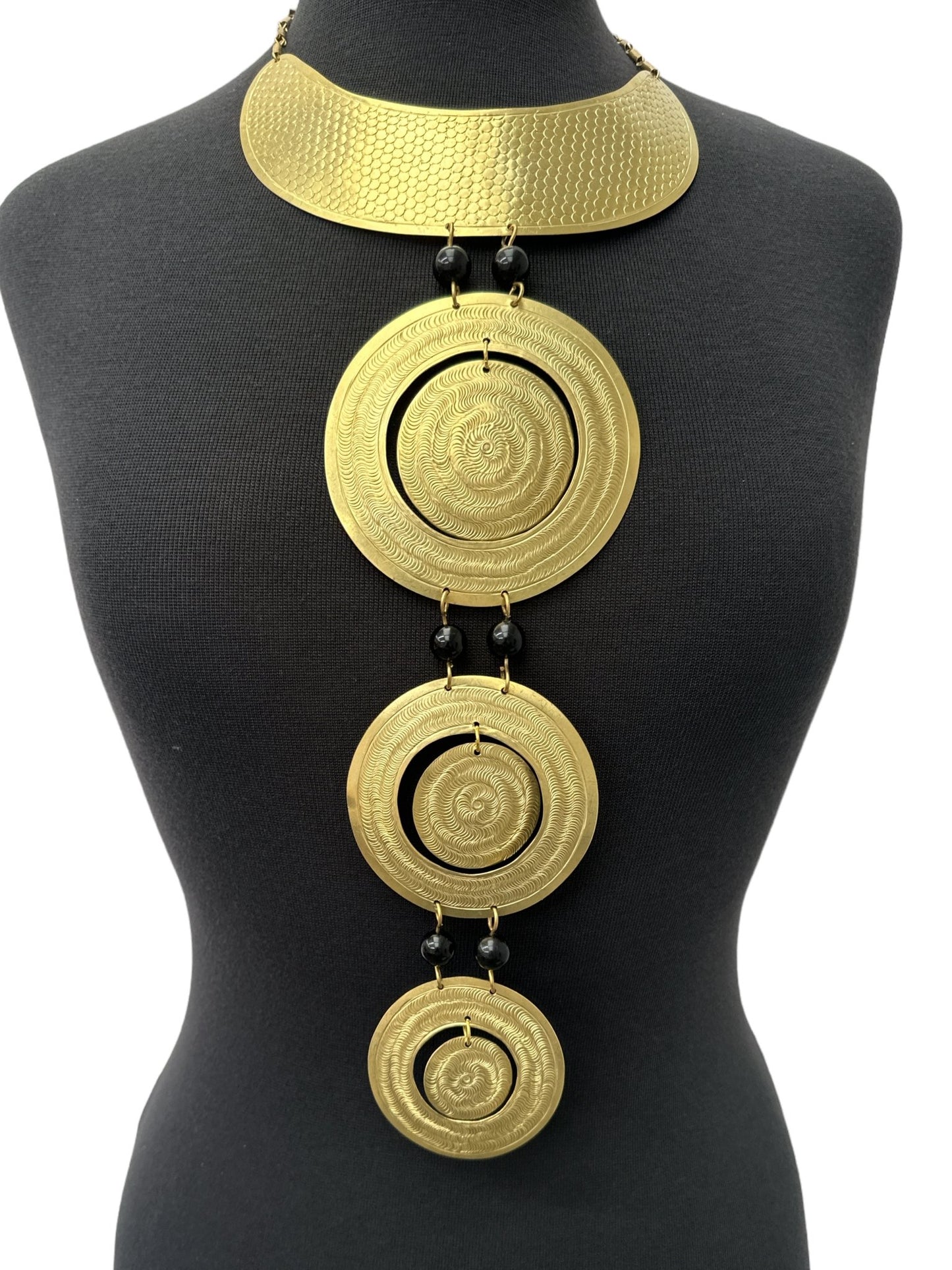 Unique Authentic African Craftsmanship Engraved Brass Statement Pendant Necklace - Fatisha Boutique