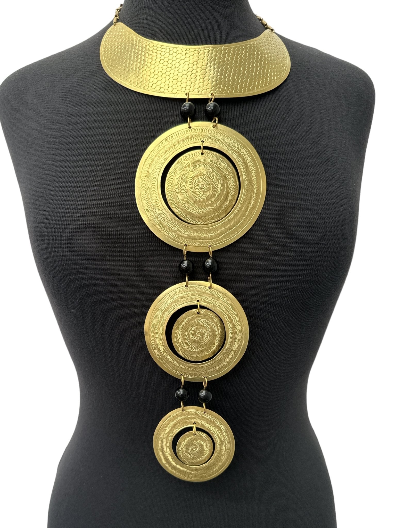 Unique Authentic African Craftsmanship Engraved Brass Statement Pendant Necklace - Fatisha Boutique