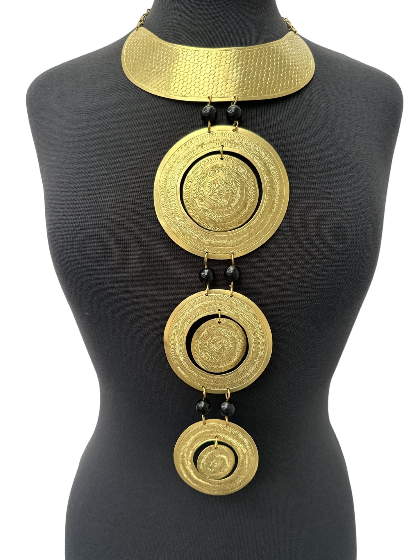 Unique Authentic African Craftsmanship Engraved Brass Statement Pendant Necklace - Fatisha Boutique