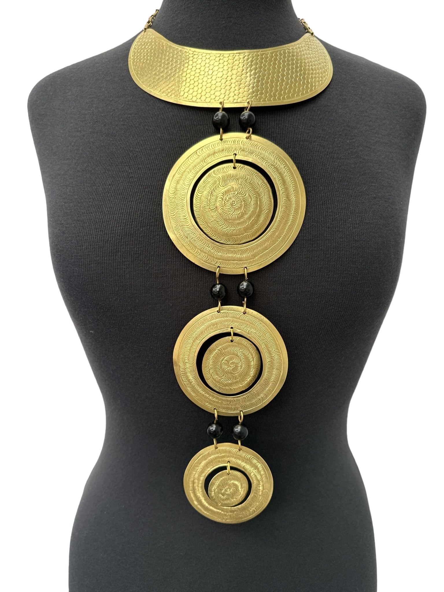 Unique Authentic African Craftsmanship Engraved Brass Statement Pendant Necklace - Fatisha Boutique