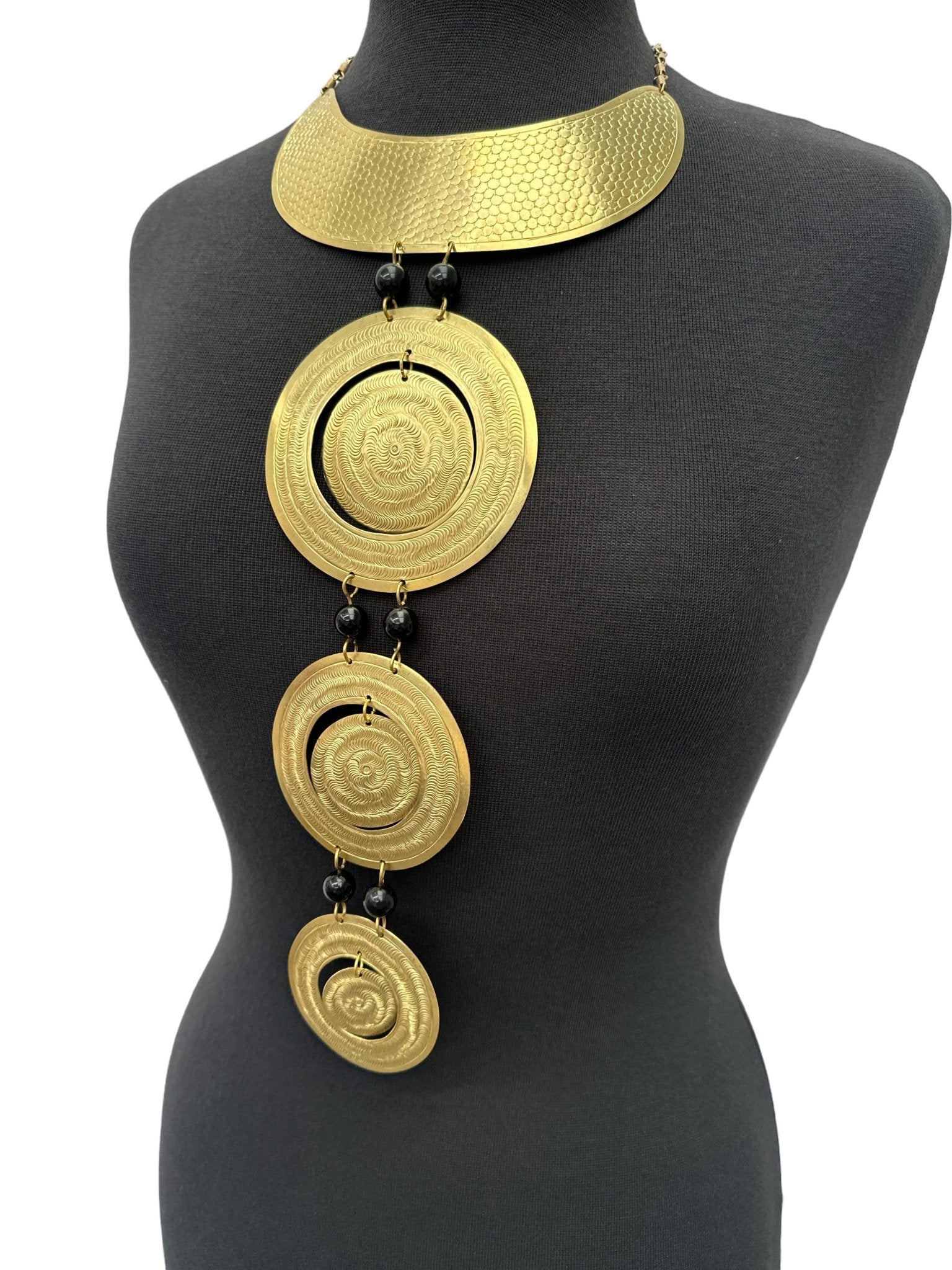 Unique Authentic African Craftsmanship Engraved Brass Statement Pendant Necklace - Fatisha Boutique