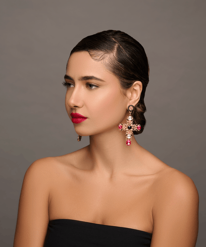 Vintage Baroque Cross Dangle Earrings – Elegant Gothic Statement Jewellery - Fatisha Boutique