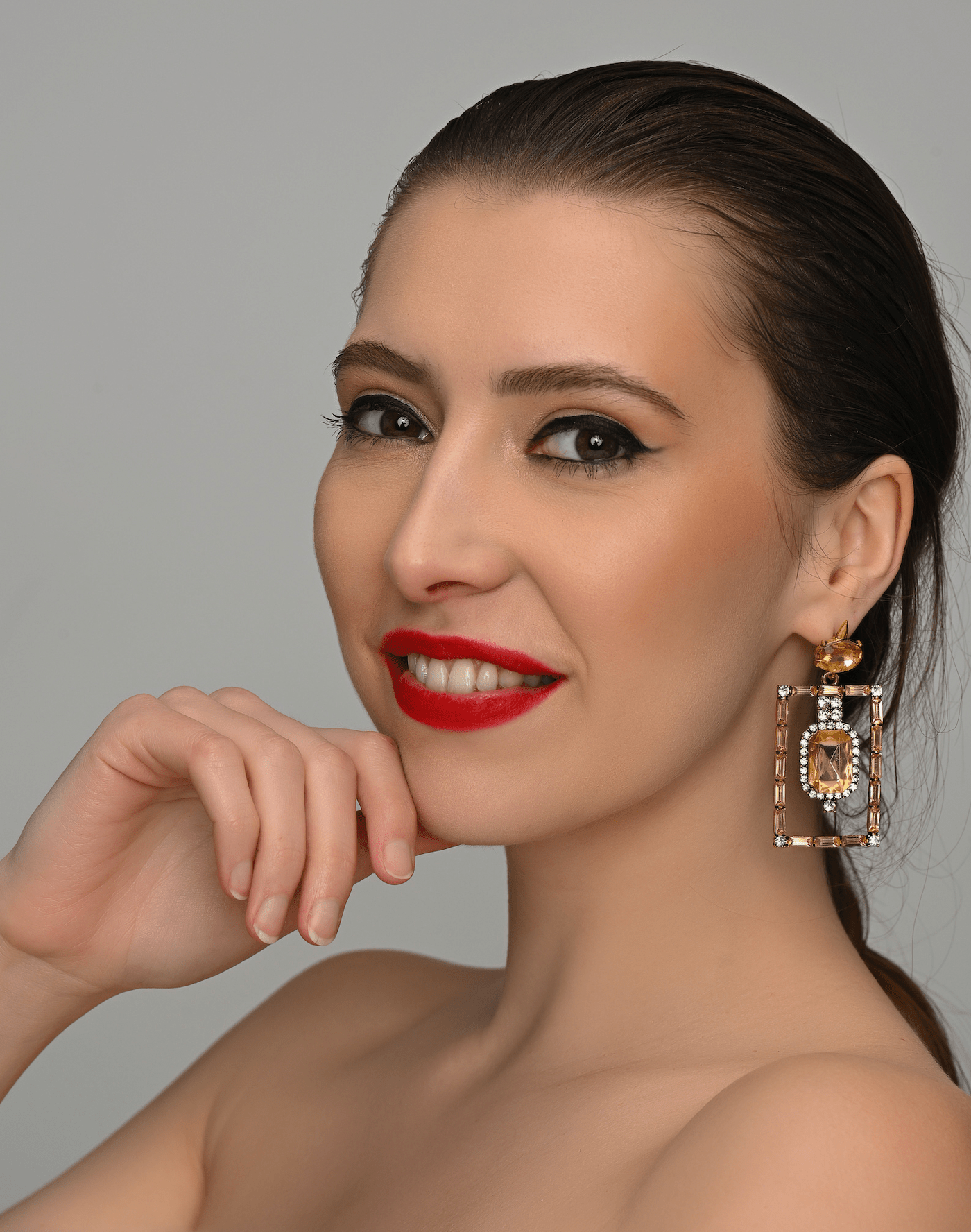 Vintage - Inspired Rectangular Gemstone Statement Glam Earrings - Fatisha Boutique