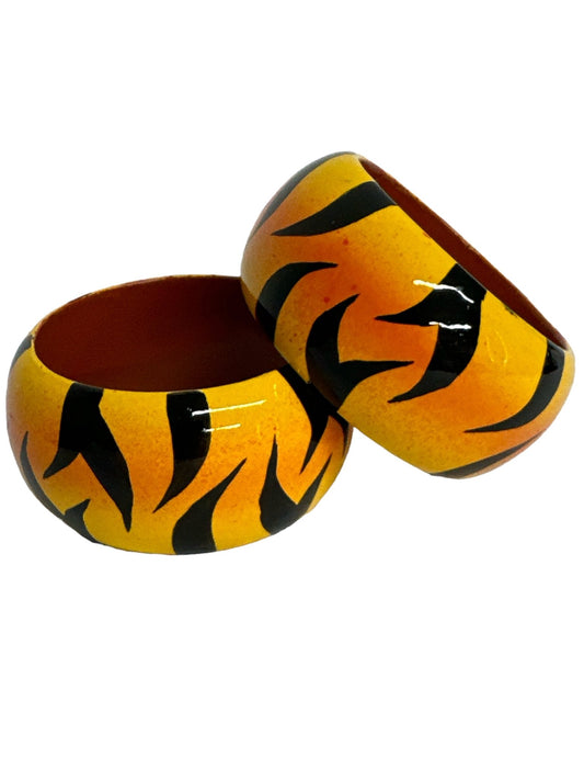 Wide Chunky Hand Painted Ethnic Wooden Bangle Bracelets - Fatisha Boutique