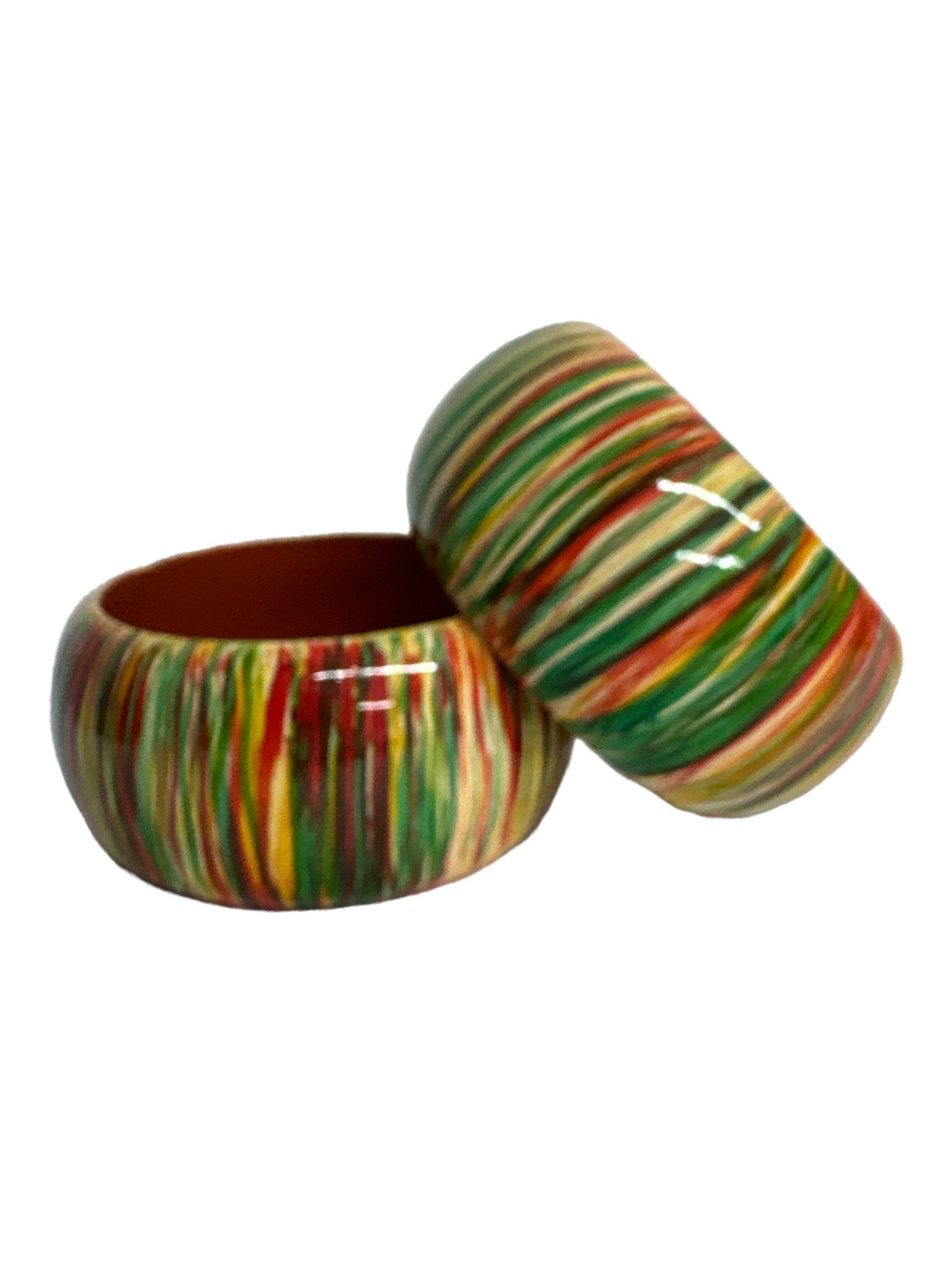 Wide Chunky Hand Painted Ethnic Wooden Bangle Bracelets - Fatisha Boutique