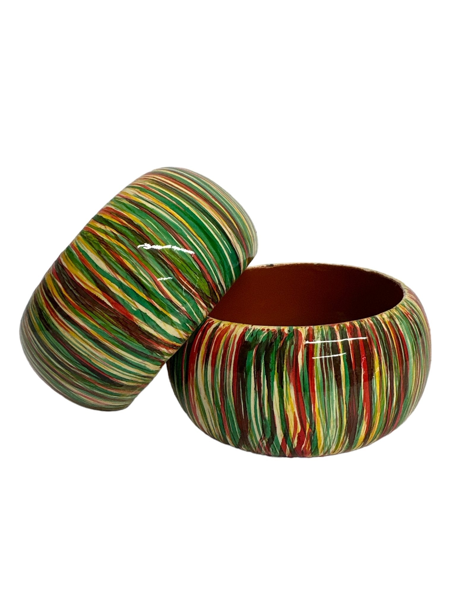 Wide Chunky Hand Painted Ethnic Wooden Bangle Bracelets - Fatisha Boutique