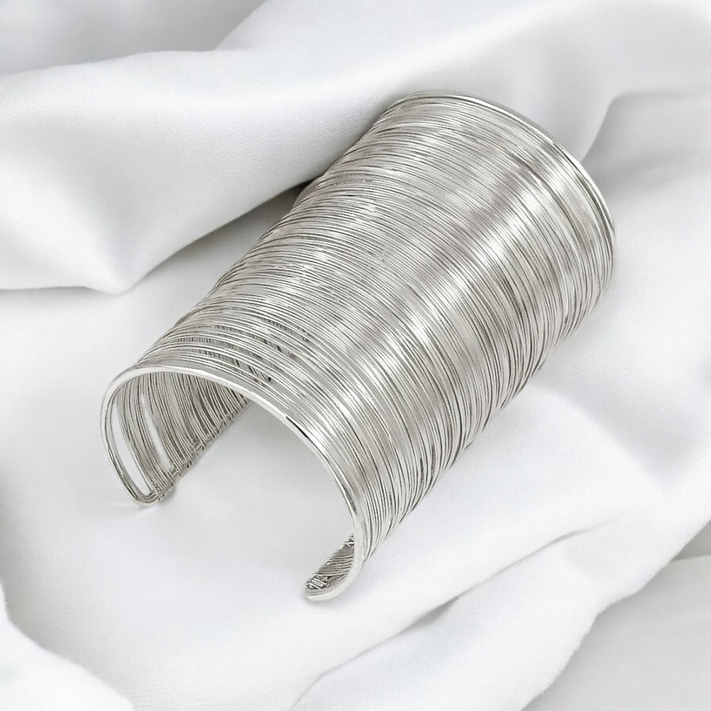 Wide Wire Cuff Bangles - Gold & Silver Statement Bracelets - Fatisha Boutique