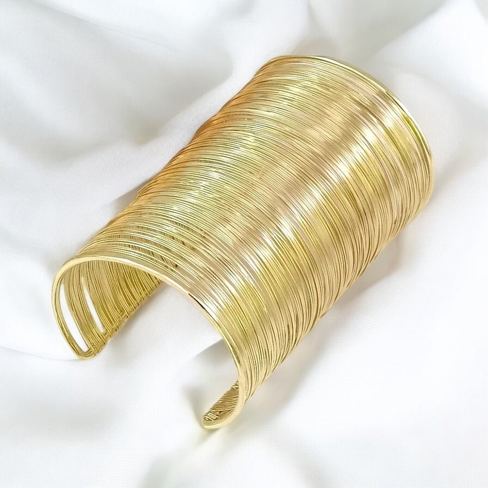 Wide Wire Cuff Bangles - Gold & Silver Statement Bracelets - Fatisha Boutique